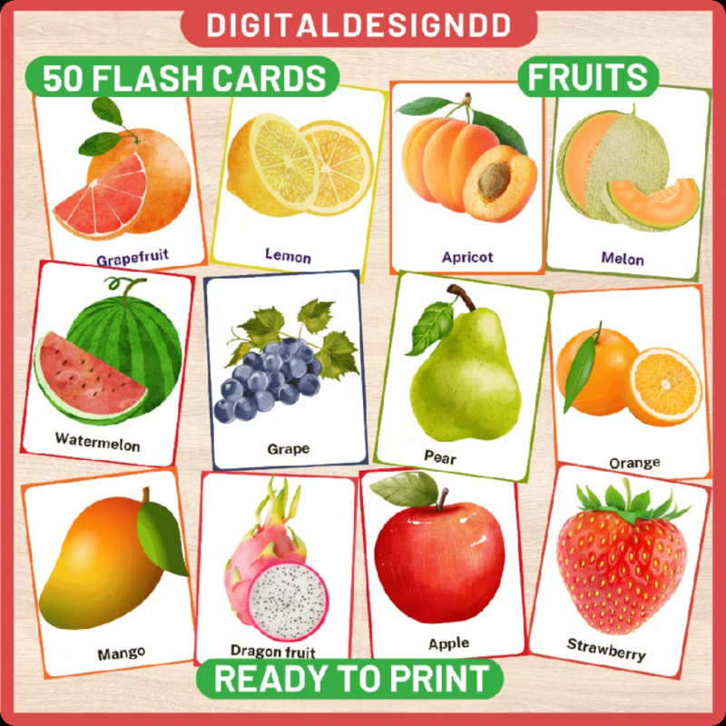 Printable PDF Fruits Flashcard Printable PDF Fruits Flashcard