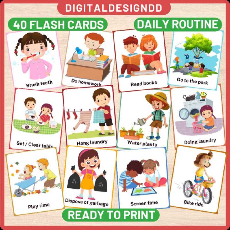 Printable PDF Daily Routine Flashcard Printable PDF Daily Routine Flashcard