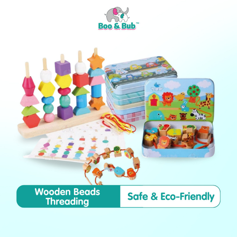 Baby Wooden Beads String with Metal Box Baby Wooden Beads String with Metal Box